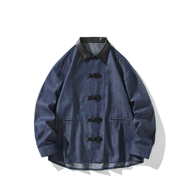 Buddha Stones Men's Frog-Button Cotton Long Sleeve Shirt With Pockets - image 2