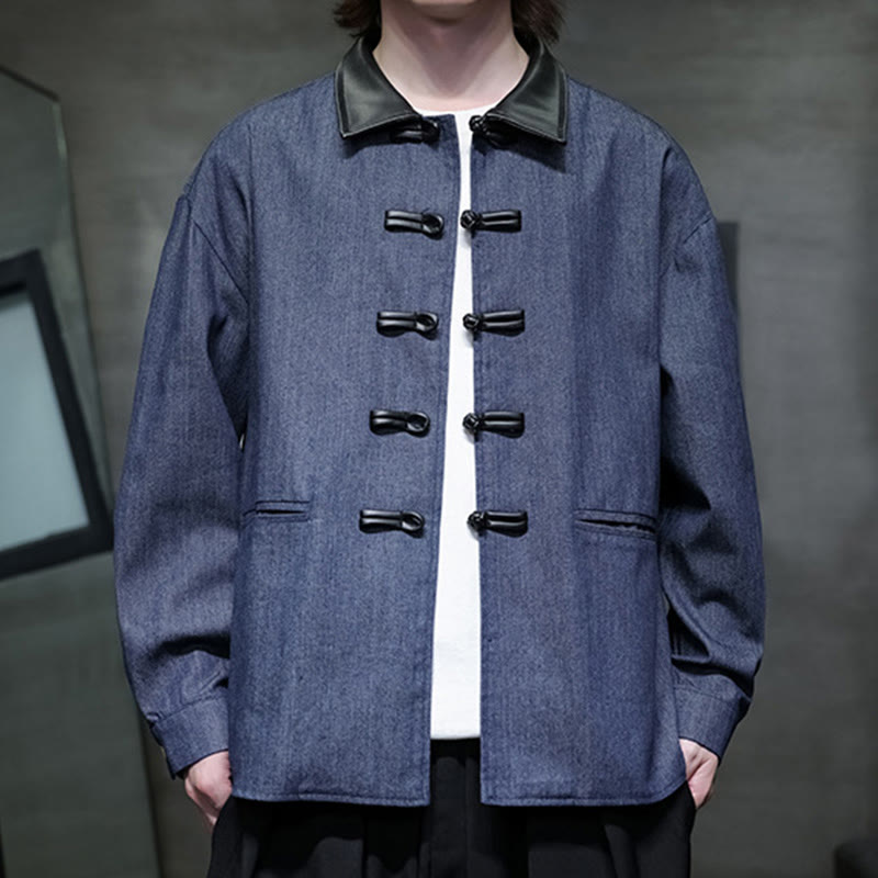 Buddha Stones Men's Frog-Button Cotton Long Sleeve Shirt With Pockets - image 3