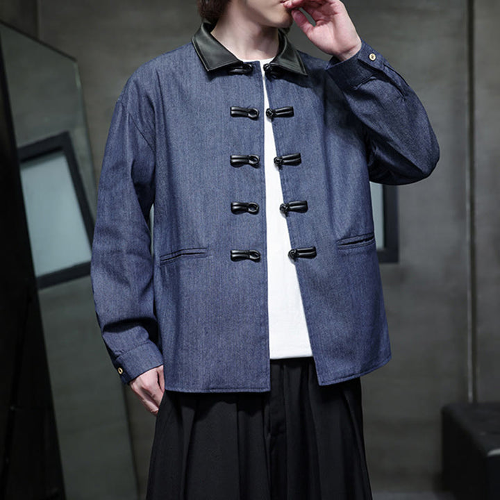 Buddha Stones Men's Frog-Button Cotton Long Sleeve Shirt With Pockets - image 7