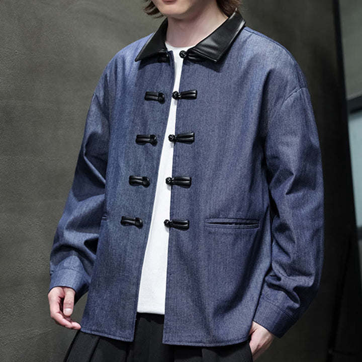 Buddha Stones Men's Frog-Button Cotton Long Sleeve Shirt With Pockets - image 4