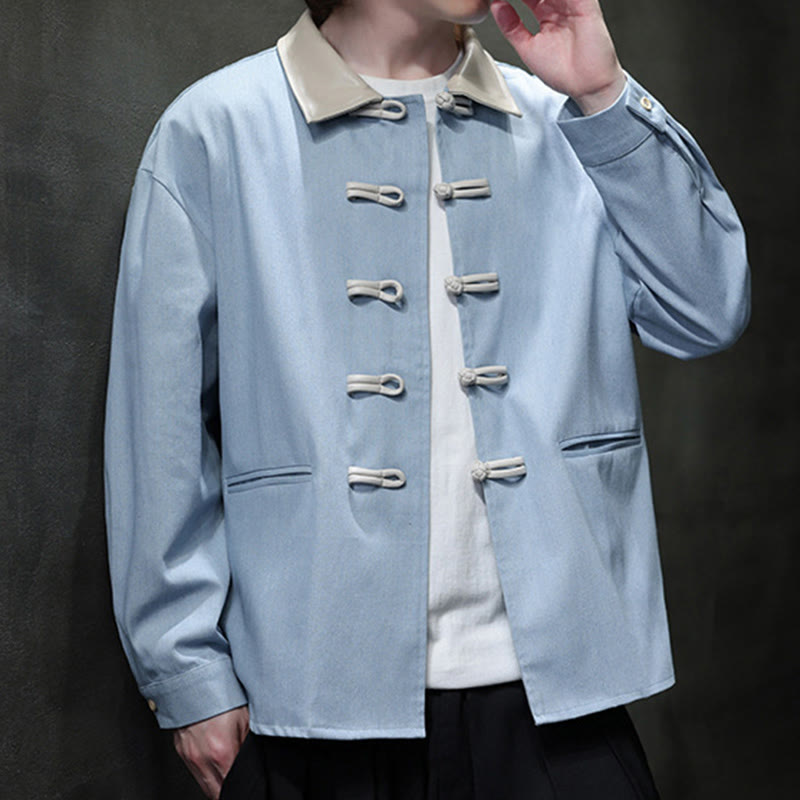 Buddha Stones Men's Frog-Button Cotton Long Sleeve Shirt With Pockets - image 16