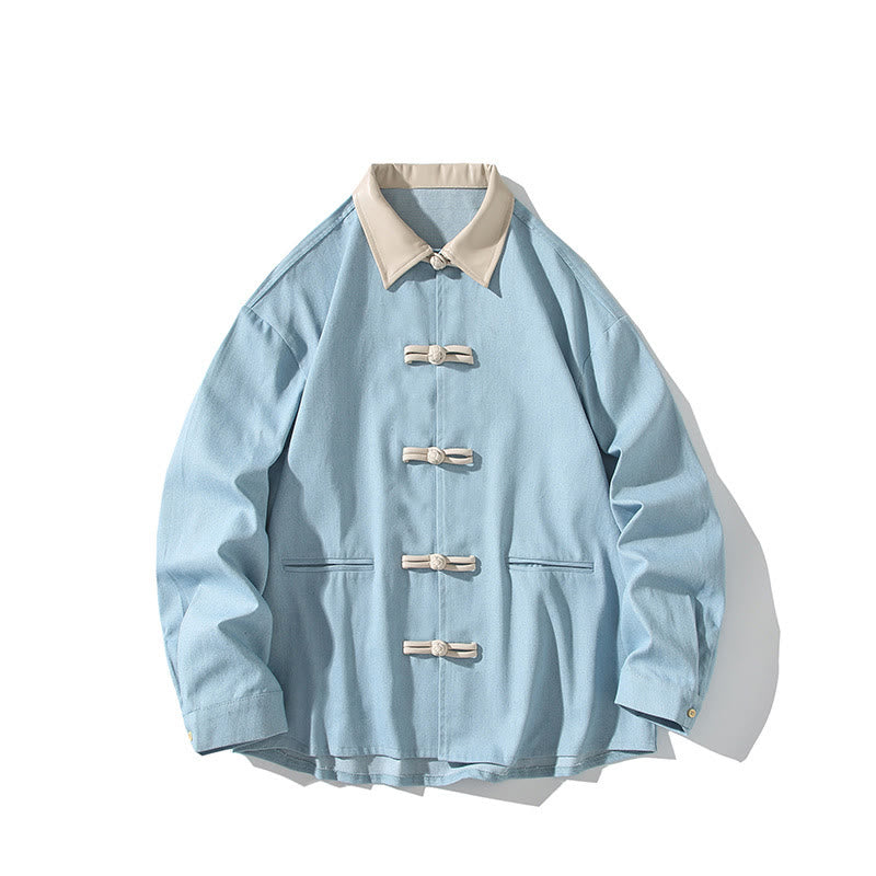 Buddha Stones Men's Frog-Button Cotton Long Sleeve Shirt With Pockets - image 15