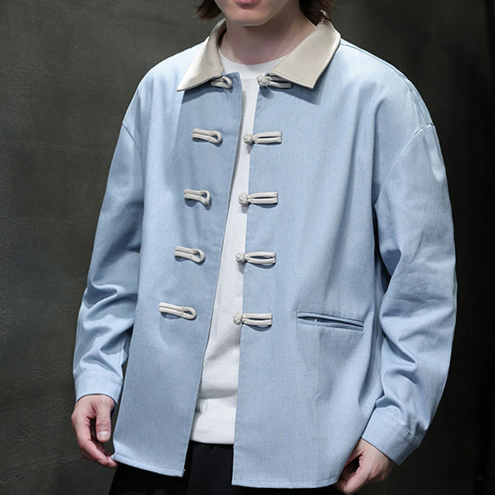 Buddha Stones Men's Frog-Button Cotton Long Sleeve Shirt With Pockets - image 20