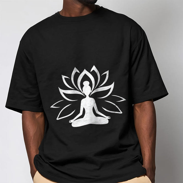 Buddha Stones Lotus Meditating Person Tee T-shirt - image 5