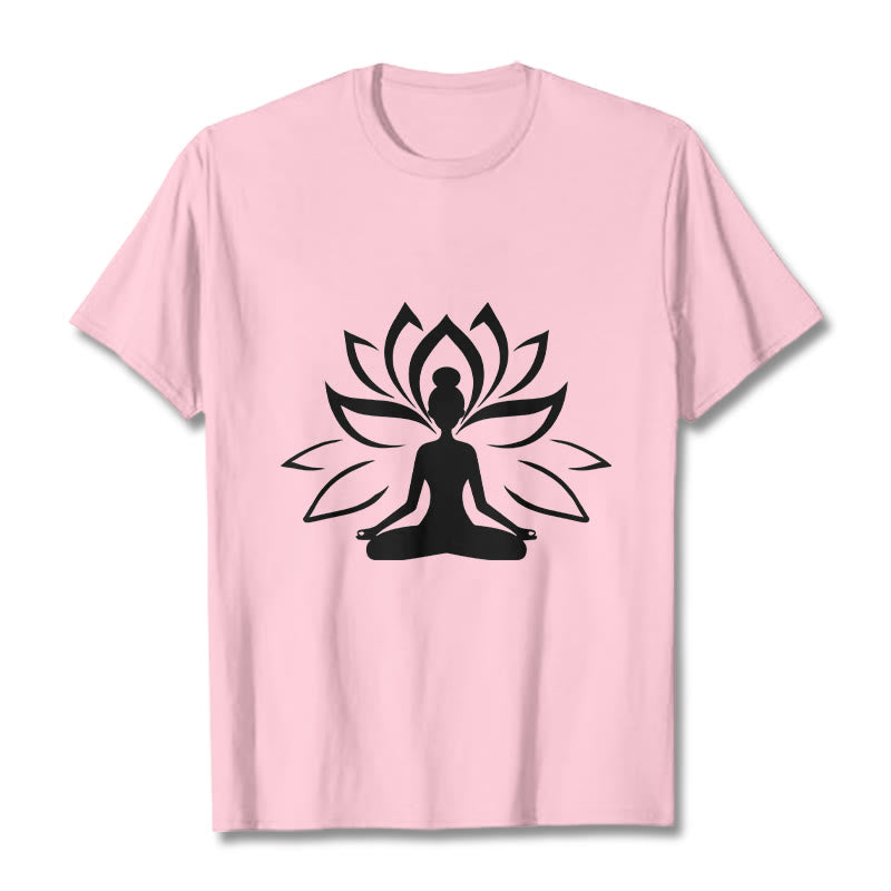 Buddha Stones Lotus Meditating Person Tee T-shirt - LightPink - 2XL - image 13