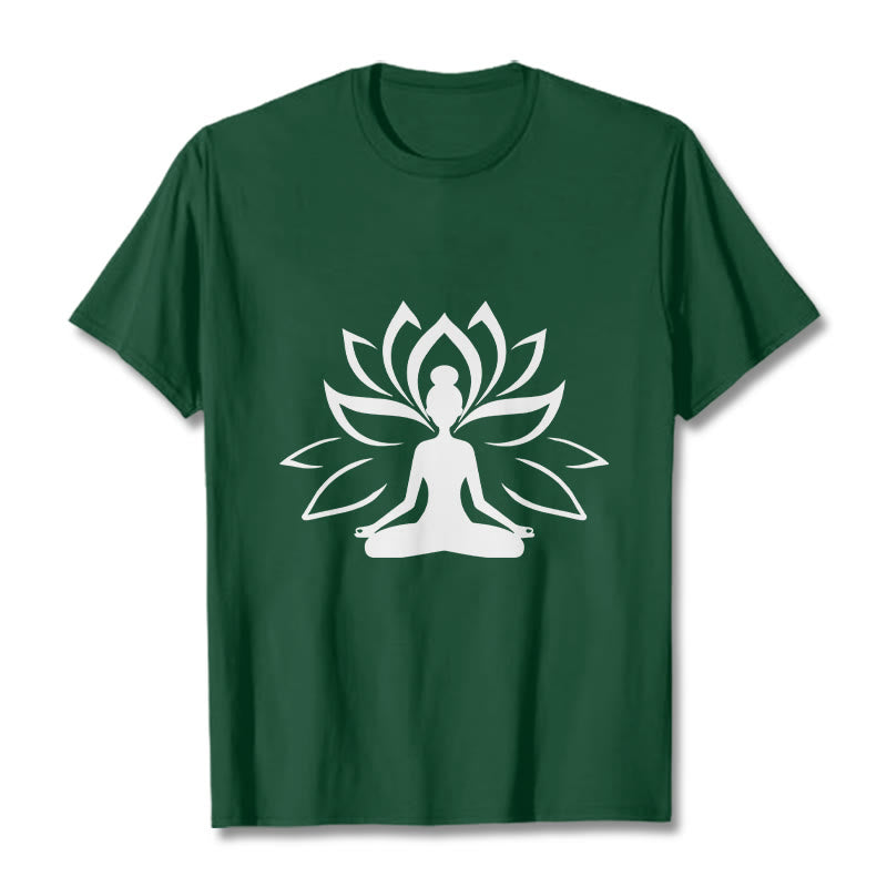 Buddha Stones Lotus Meditating Person Tee T-shirt - ForestGreen - 2XL - image 1