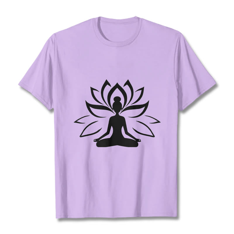 Buddha Stones Lotus Meditating Person Tee T-shirt - Plum - 2XL - image 17