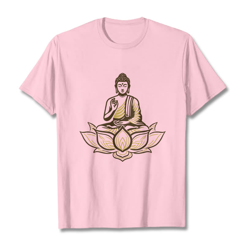 Buddha Stones Buddha Meditating In The Lotus Tee T-shirt - LightPink - 2XL - image 13