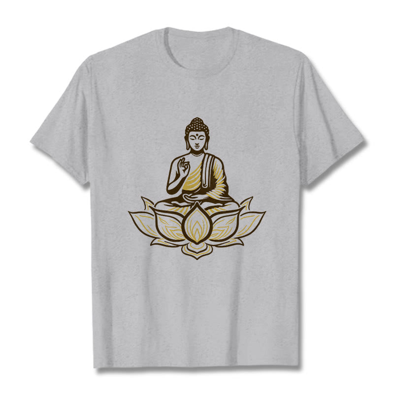 Buddha Stones Buddha Meditating In The Lotus Tee T-shirt - LightGrey - 2XL - image 20