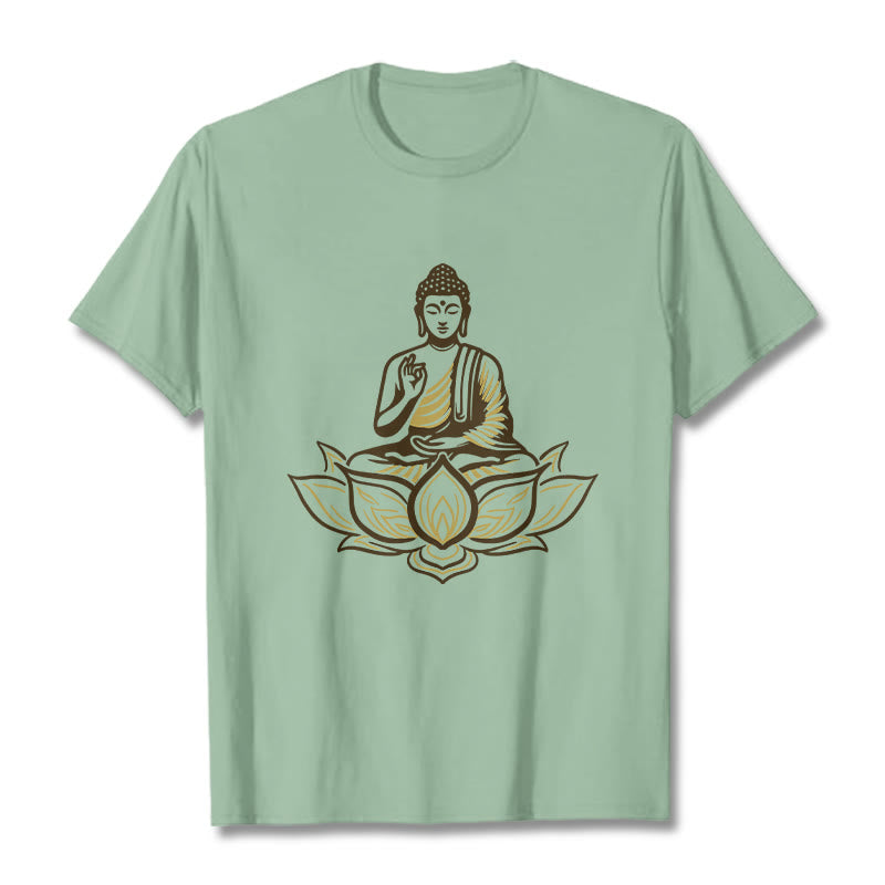 Buddha Stones Buddha Meditating In The Lotus Tee T-shirt - PaleGreen - 2XL - image 15