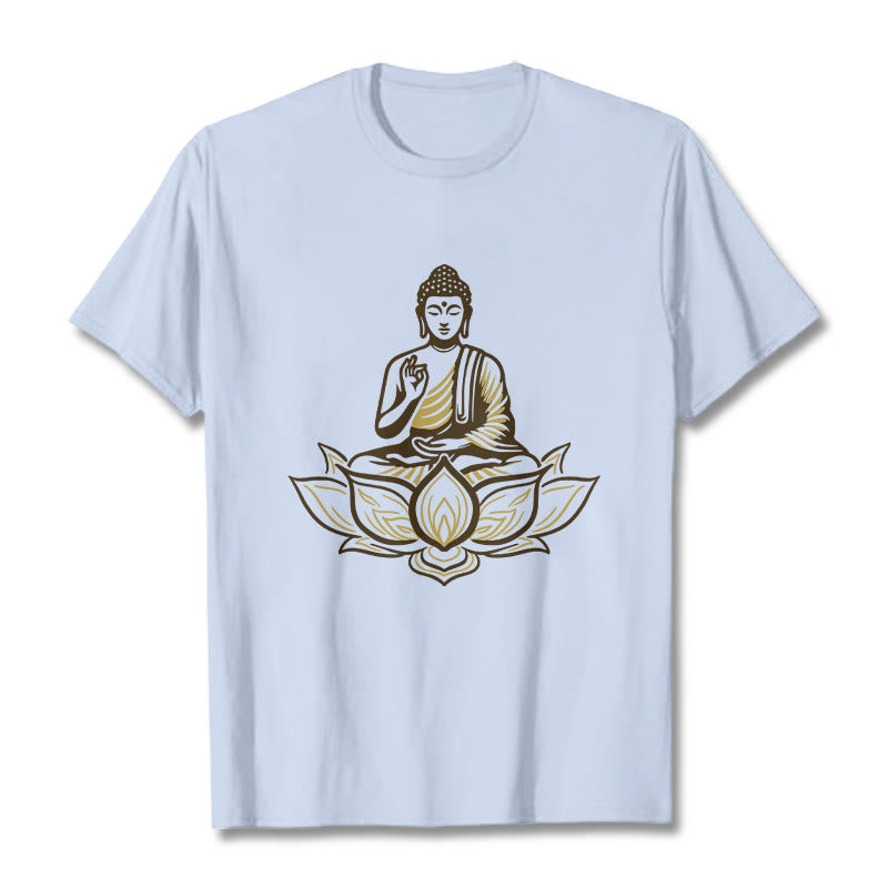 Buddha Stones Buddha Meditating In The Lotus Tee T-shirt - LightCyan - 2XL - image 19