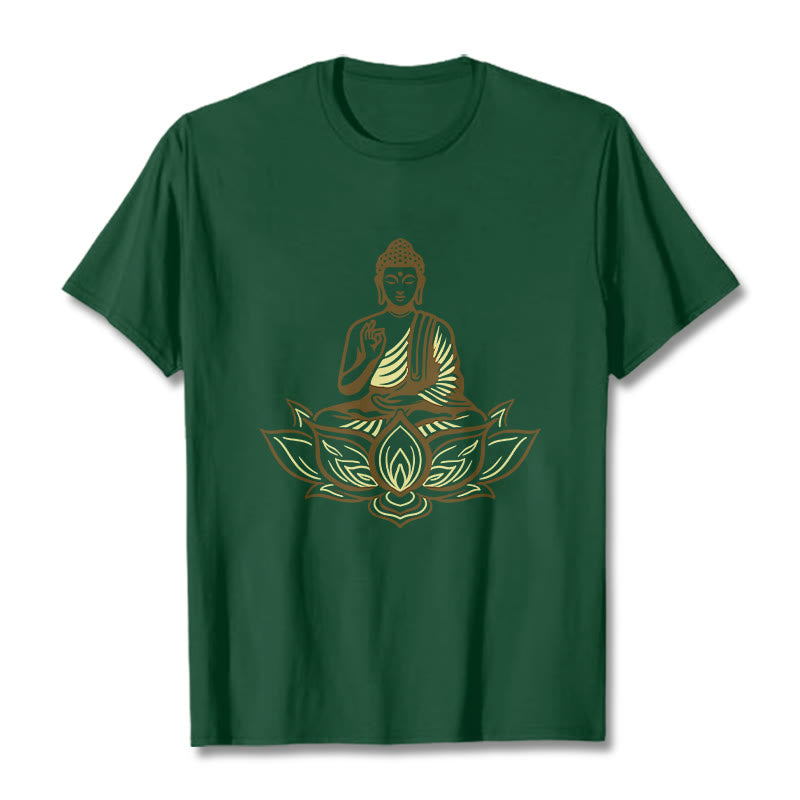 Buddha Stones Buddha Meditating In The Lotus Tee T-shirt - ForestGreen - 2XL - image 11