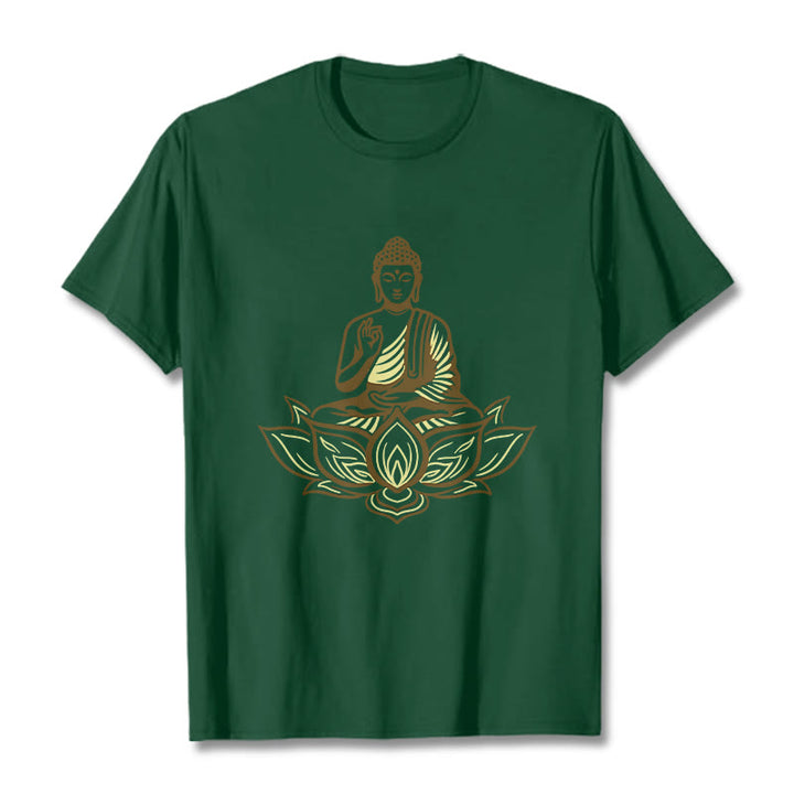Buddha Stones Buddha Meditating In The Lotus Tee T-shirt - ForestGreen - 2XL - image 11