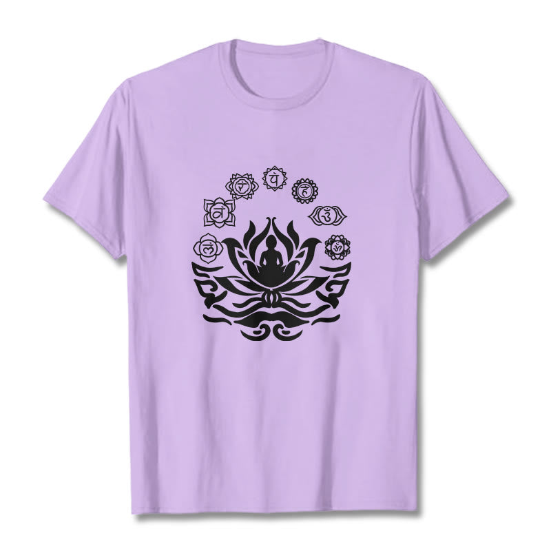 Buddha Stones OM Symbol Sanskrit Mantras Buddha Lotus Flower Design Tee T-shirt - Plum - 2XL - image 14