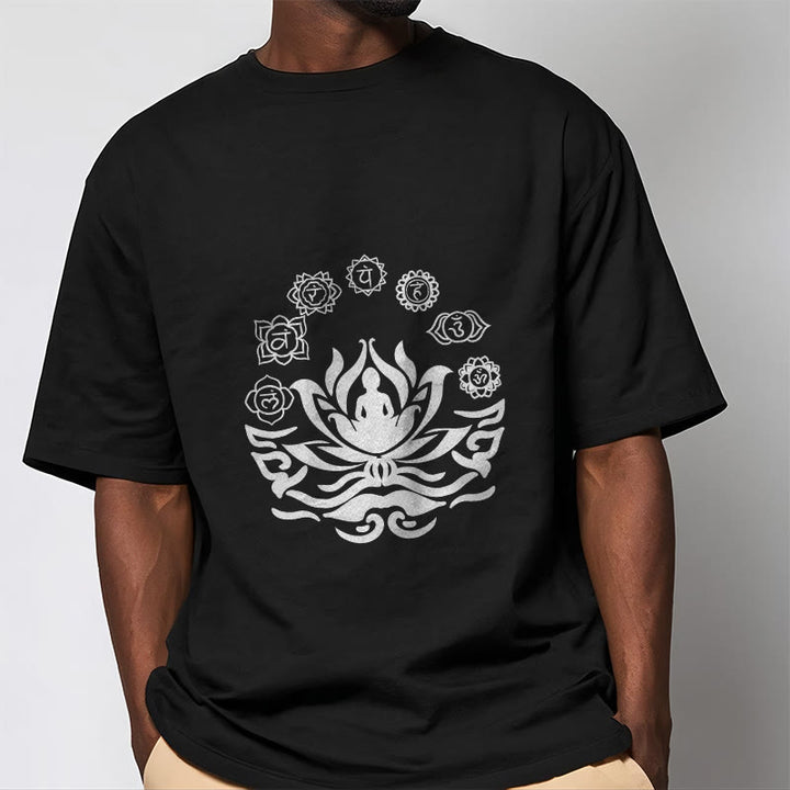 Buddha Stones OM Symbol Sanskrit Mantras Buddha Lotus Flower Design Tee T-shirt - image 8
