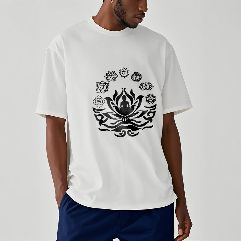 Buddha Stones OM Symbol Sanskrit Mantras Buddha Lotus Flower Design Tee T-shirt - image 2