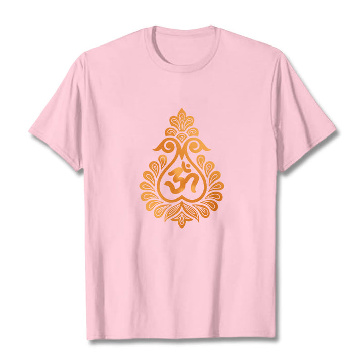 Buddha Stones Gourd OM Symbol Design Tee T-shirt - LightPink - 2XL - image 16