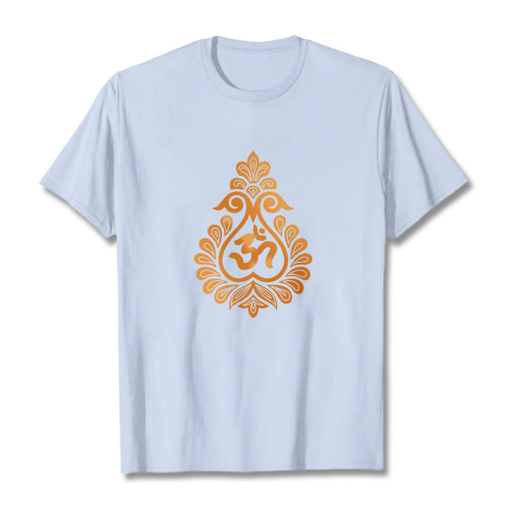 Buddha Stones Gourd OM Symbol Design Tee T-shirt - LightCyan - 2XL - image 11