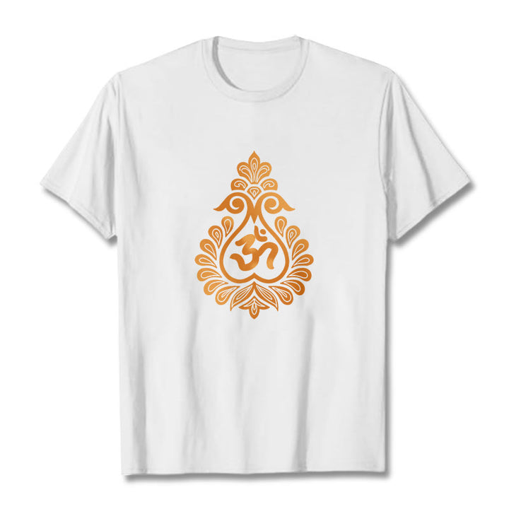Buddha Stones Gourd OM Symbol Design Tee T-shirt - White - 2XL - image 1