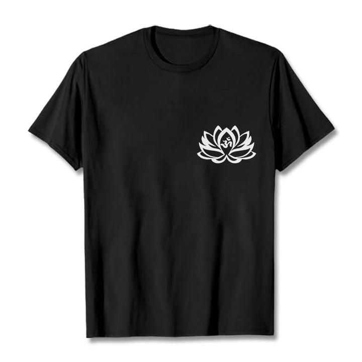 Buddha Stones Lotus Flower OM Symbol Design Tee T-shirt - Black - 2XL - image 1