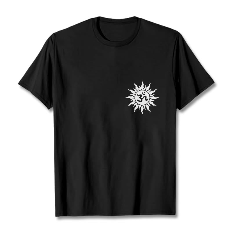 Buddha Stones Sun OM Symbol Design Tee T-shirt - Black - 2XL - image 1