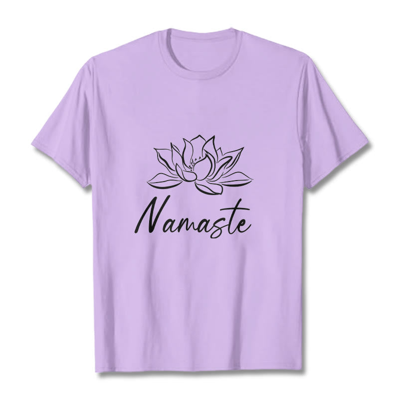 Buddha Stones Simple Lotus Flower Namaste Meditation Cotton Tee T-shirt - Plum - 2XL - image 17