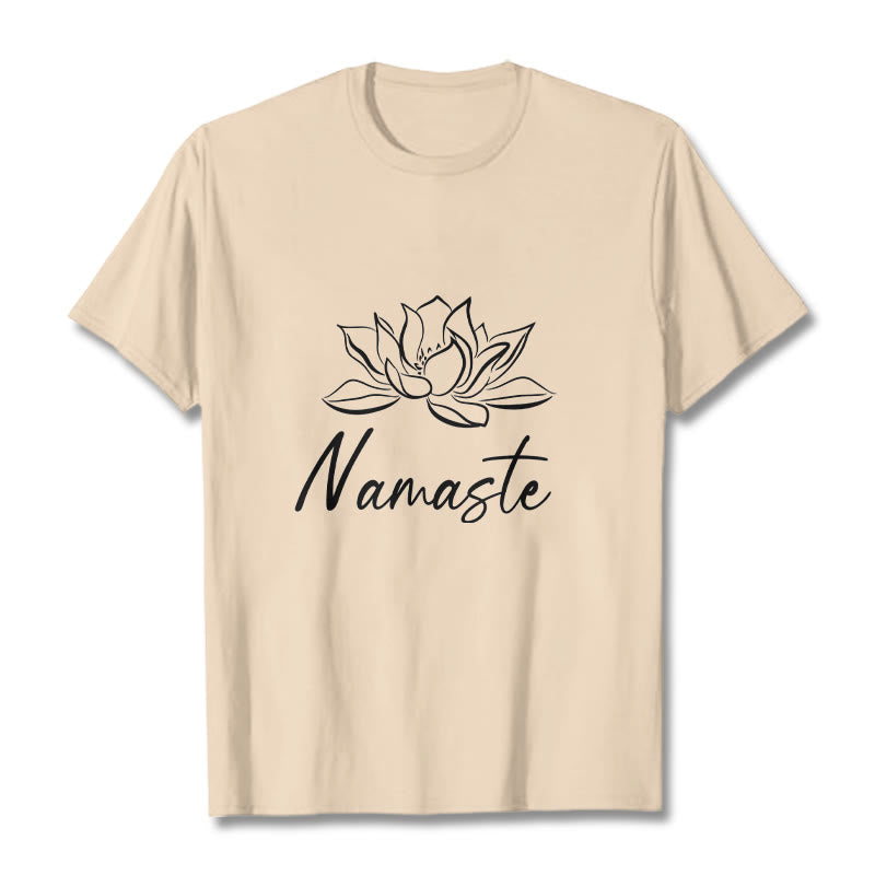 Buddha Stones Simple Lotus Flower Namaste Meditation Cotton Tee T-shirt - Bisque - 2XL - image 9