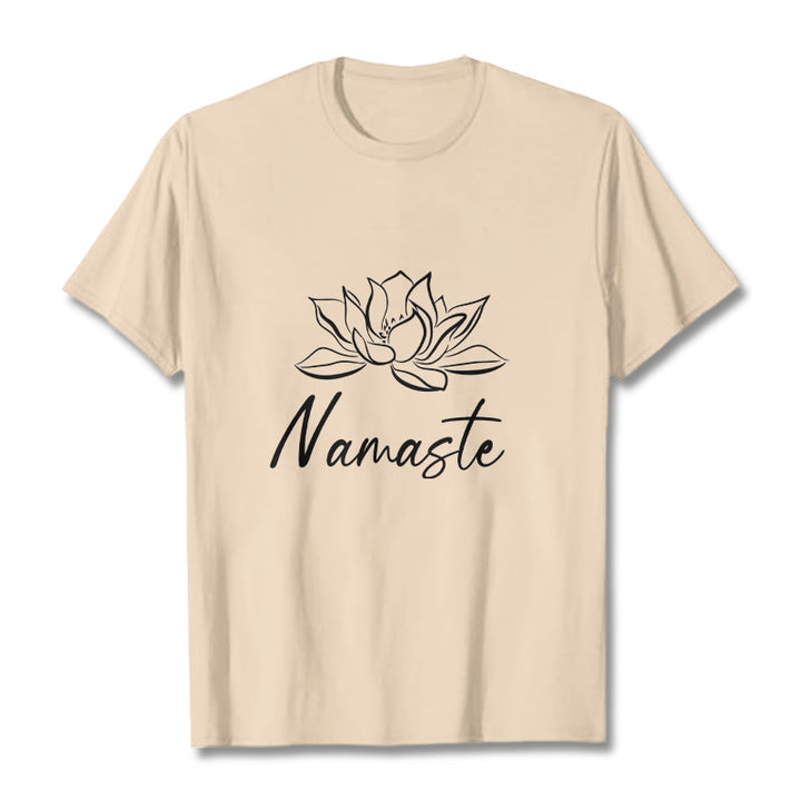 Buddha Stones Simple Lotus Flower Namaste Meditation Cotton Tee T-shirt - Bisque - 2XL - image 9