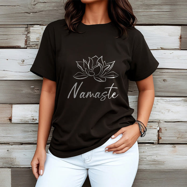 Buddha Stones Simple Lotus Flower Namaste Meditation Cotton Tee T-shirt - image 3