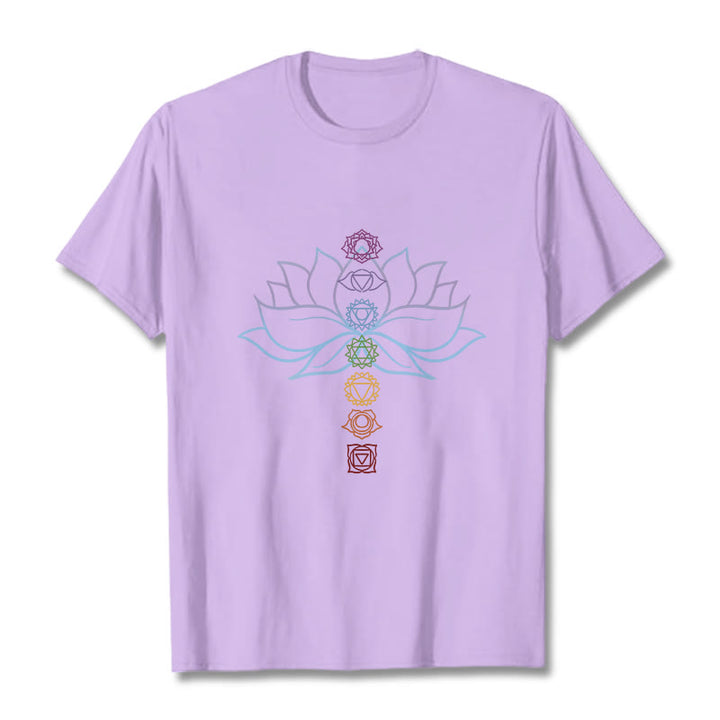 Buddha Stones Pastel Hues Lotus Flower Chakra Symbols Meditation Cotton Tee T-shirt - Plum - 2XL - image 17