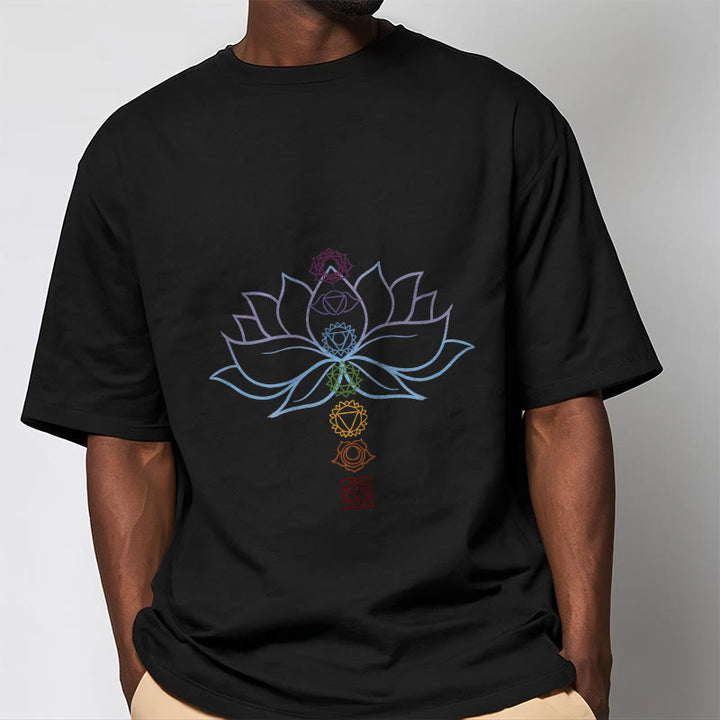 Buddha Stones Pastel Hues Lotus Flower Chakra Symbols Meditation Cotton Tee T-shirt - image 6