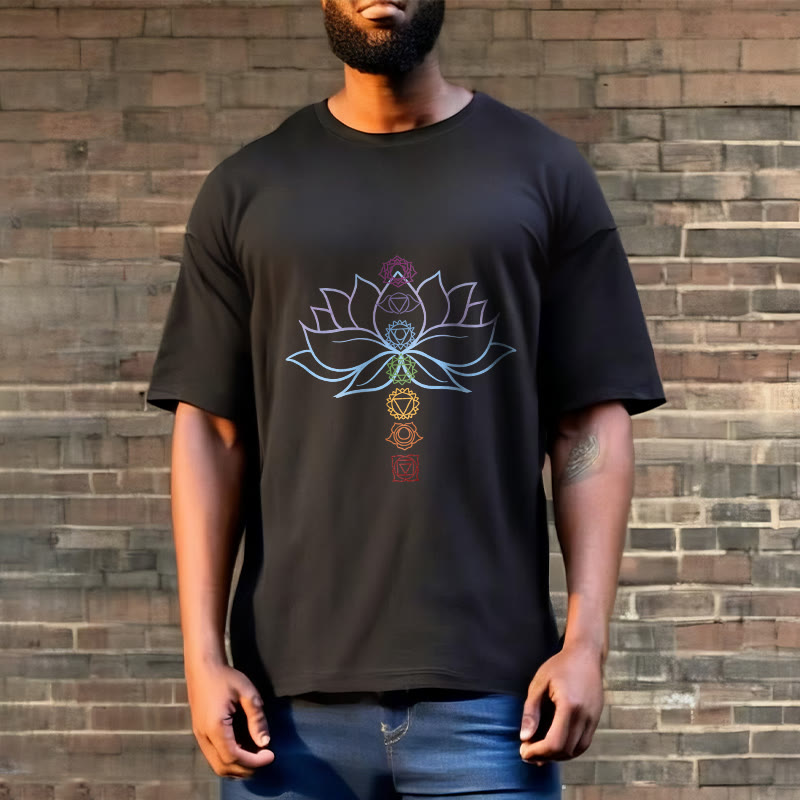 Buddha Stones Pastel Hues Lotus Flower Chakra Symbols Meditation Cotton Tee T-shirt - image 8