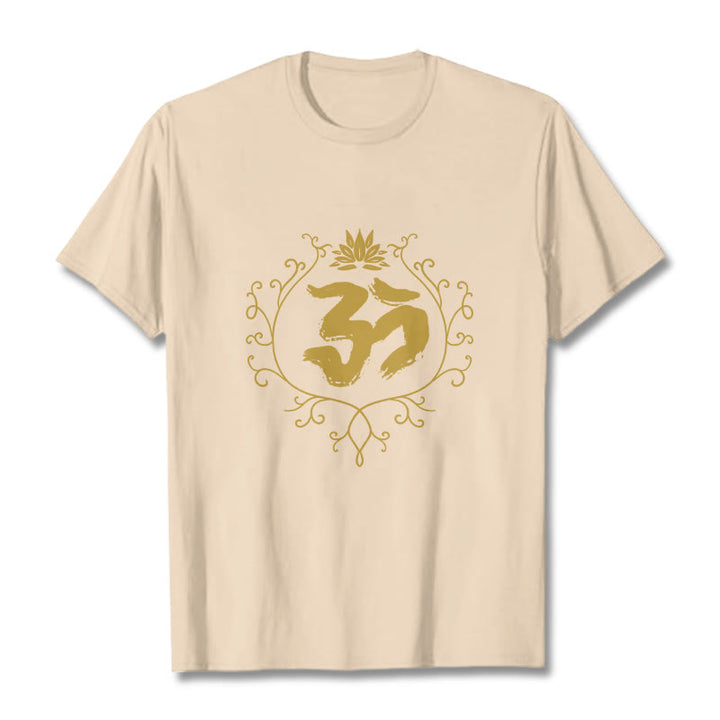 Buddha Stones Om Lotus Flower Vine Pattern Meditation Cotton Tee T-shirt - Bisque - 2XL - image 9