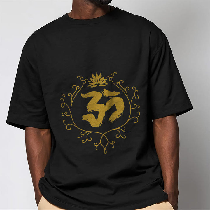Buddha Stones Om Lotus Flower Vine Pattern Meditation Cotton Tee T-shirt - image 2