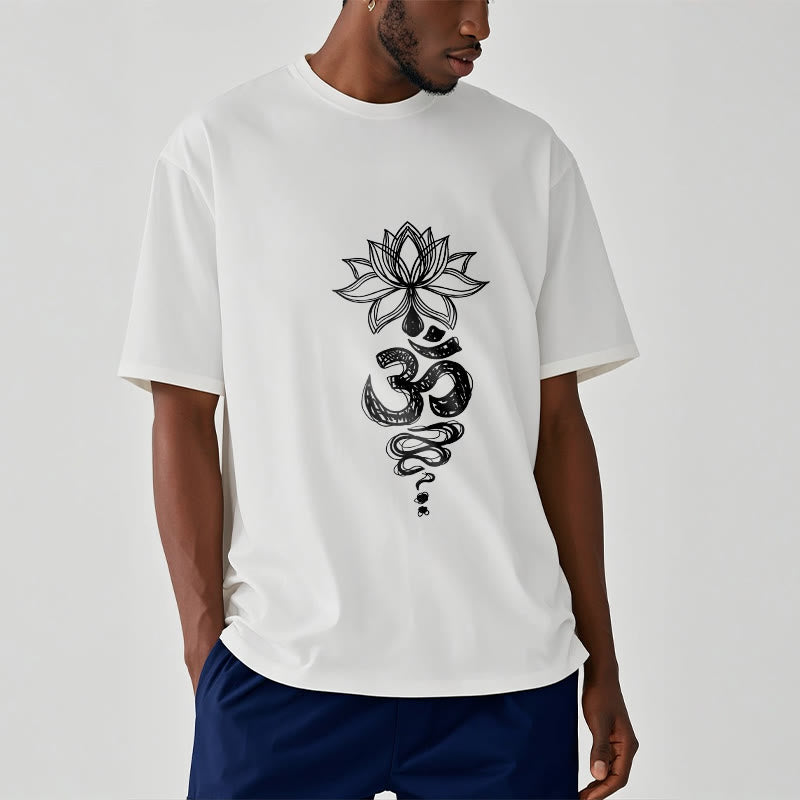 Buddha Stones Om Sanskrit Lotus Flower Pattern Meditation Cotton Tee T-shirt - image 10