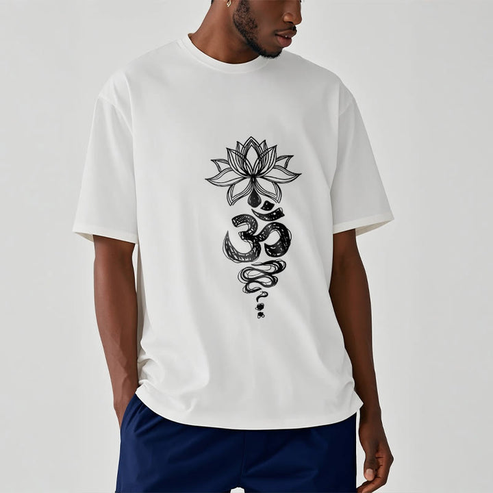 Buddha Stones Om Sanskrit Lotus Flower Pattern Meditation Cotton Tee T-shirt - image 10