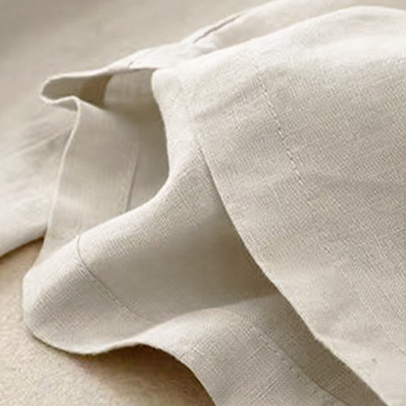 Buddha Stones Casual Solid Color One Button Cotton Women's Wide Leg Pants With Pockets - image 18