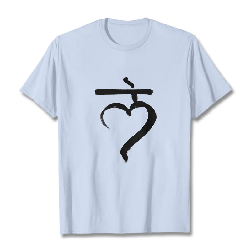 Buddha Stones Casual Lam Mantra Sanskrit Cotton Tee T-shirt - LightCyan - 2XL - image 19