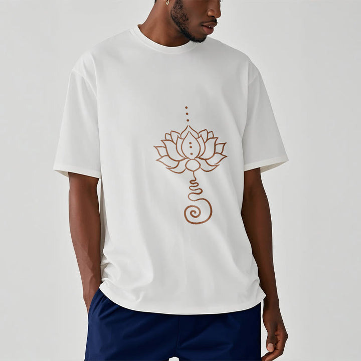 Buddha Stones Casual Lotus Design Cotton Tee T-shirt - image 2