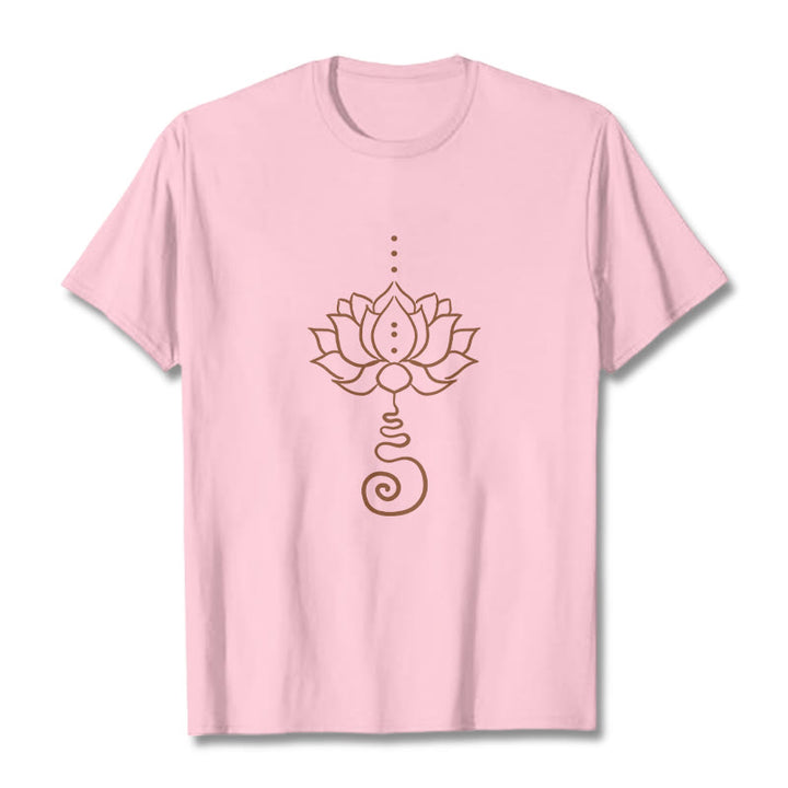 Buddha Stones Casual Lotus Design Cotton Tee T-shirt - LightPink - 2XL - image 13