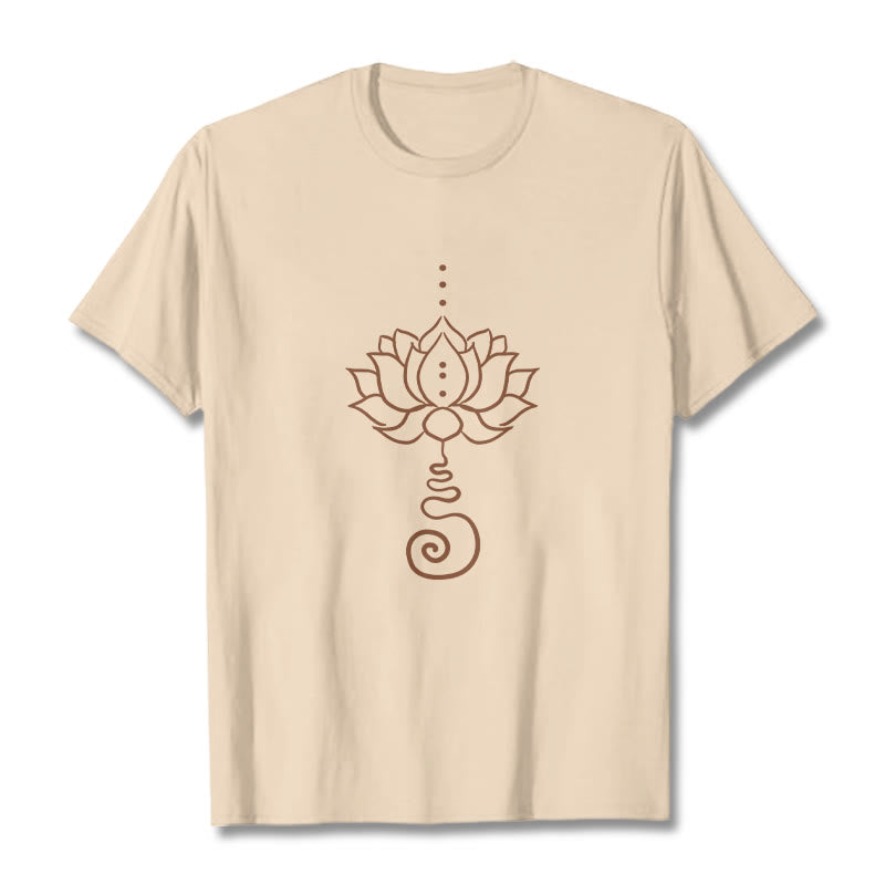Buddha Stones Casual Lotus Design Cotton Tee T-shirt - Bisque - 2XL - image 9