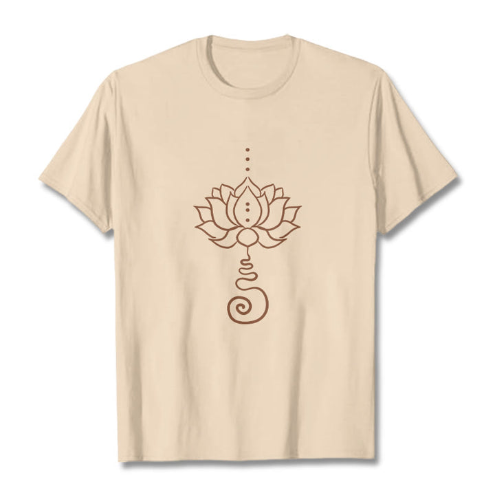 Buddha Stones Casual Lotus Design Cotton Tee T-shirt - Bisque - 2XL - image 9