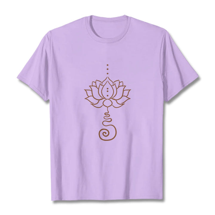Buddha Stones Casual Lotus Design Cotton Tee T-shirt - Plum - 2XL - image 17