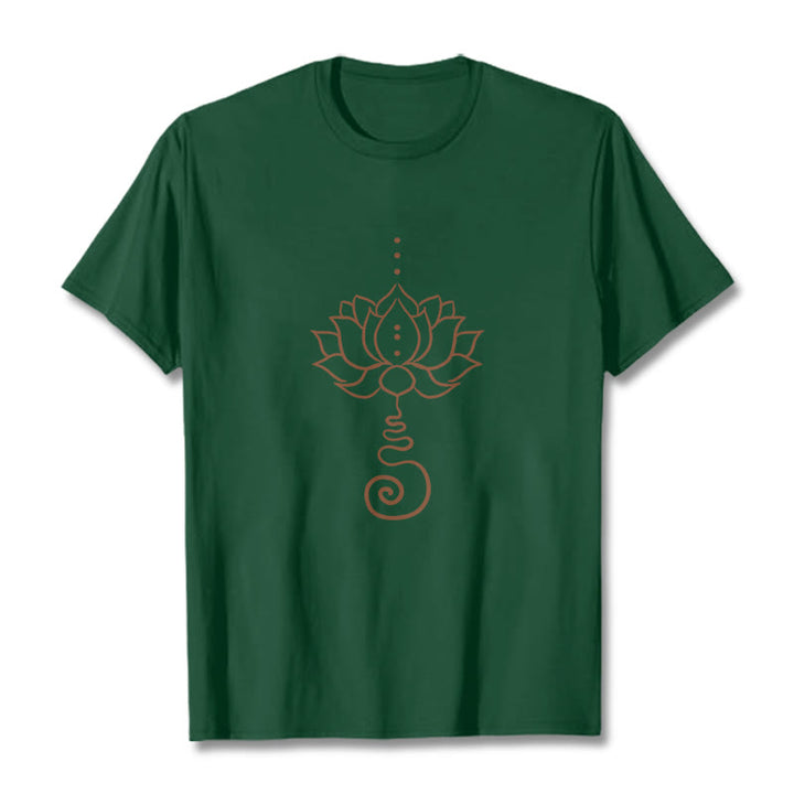 Buddha Stones Casual Lotus Design Cotton Tee T-shirt - ForestGreen - 2XL - image 11