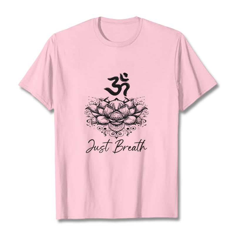 Buddha Stones Casual Om Symbol Lotus Flower Pattern Cotton Tee T-shirt - LightPink - 2XL - image 13