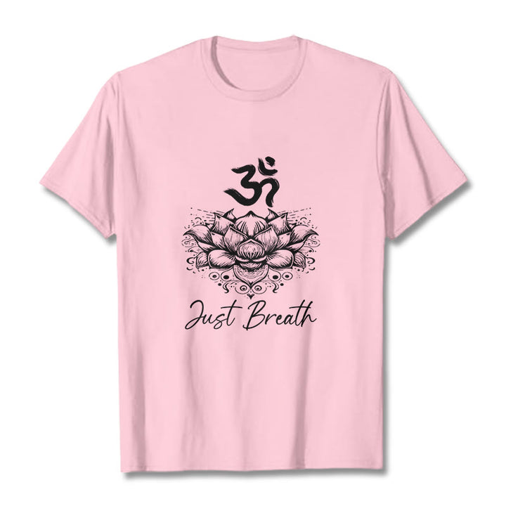 Buddha Stones Casual Om Symbol Lotus Flower Pattern Cotton Tee T-shirt - LightPink - 2XL - image 13