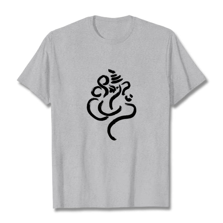 Buddha Stones Casual Ganesha Pattern Cotton Tee T-shirt - LightGrey - 2XL - image 20