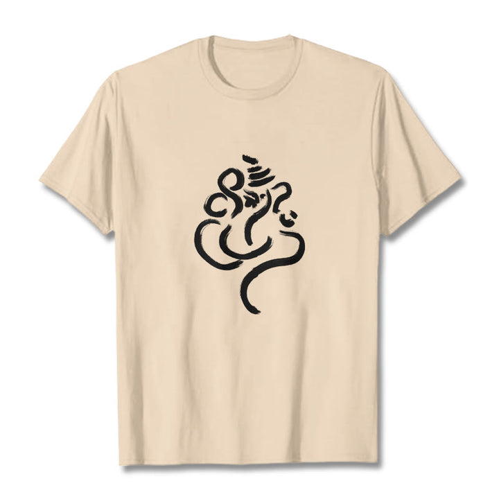 Buddha Stones Casual Ganesha Pattern Cotton Tee T-shirt - Bisque - 2XL - image 9