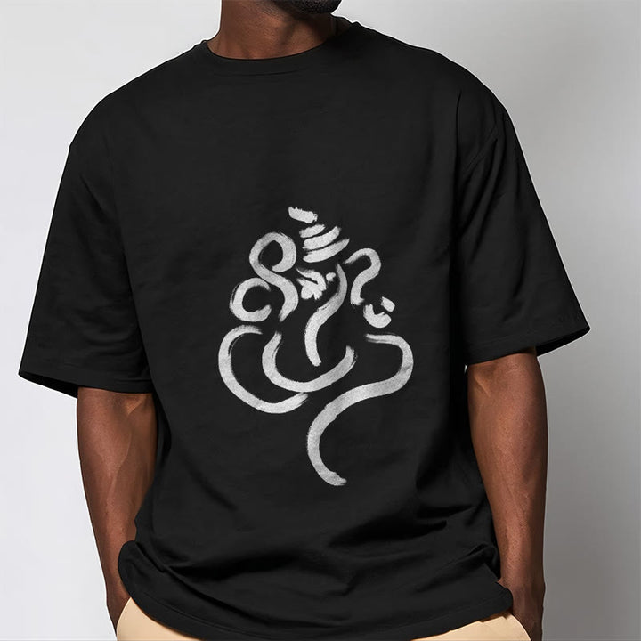 Buddha Stones Casual Ganesha Pattern Cotton Tee T-shirt - image 2