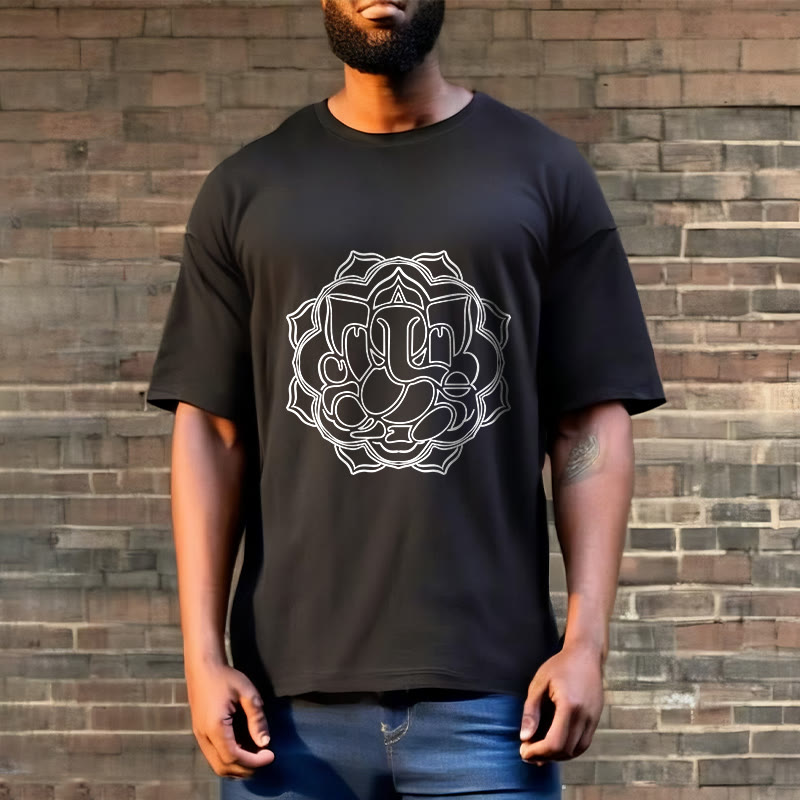 Buddha Stones Casual Mandala Design Ganesha Pattern Cotton Tee T-shirt - image 6